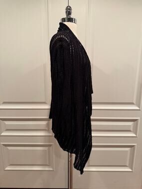 Coldwater Creek Black Sweater Open Knit Draped Sweater sz 10-12 Medium A545